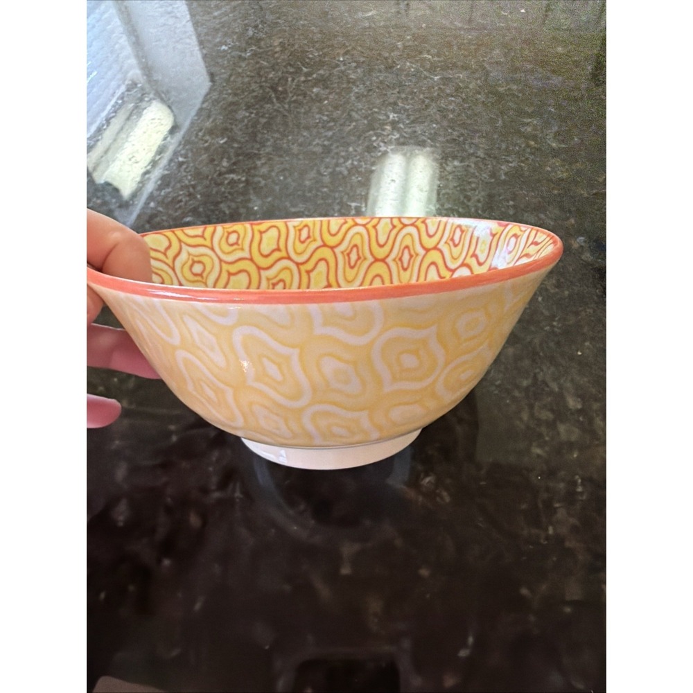 Porcelain Made In Japan Retro Bowl Orange Yellow 6 In Wide Trinket Bowl Decorati